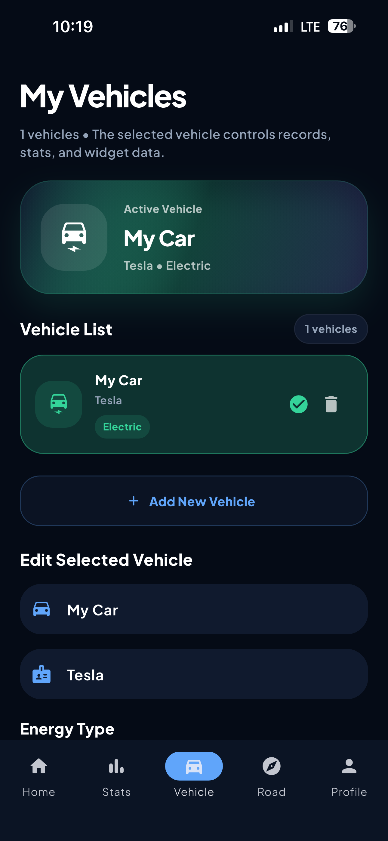 Fuel Mate vehicle screen